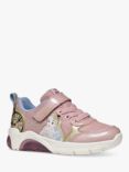 Geox Kids' Fadinlight Disney Alice in Wonderland Light Up Trainers, Light Rose/Platinum