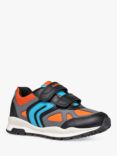 Geox Kids' Pavel Low Cut Trainers, Black/Orange