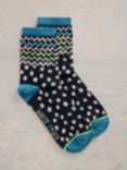 White Stuff Squiggle Socks, Navy/Multi