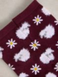 White Stuff Fluffy Sheep and Flower Socks, Plum/Multi