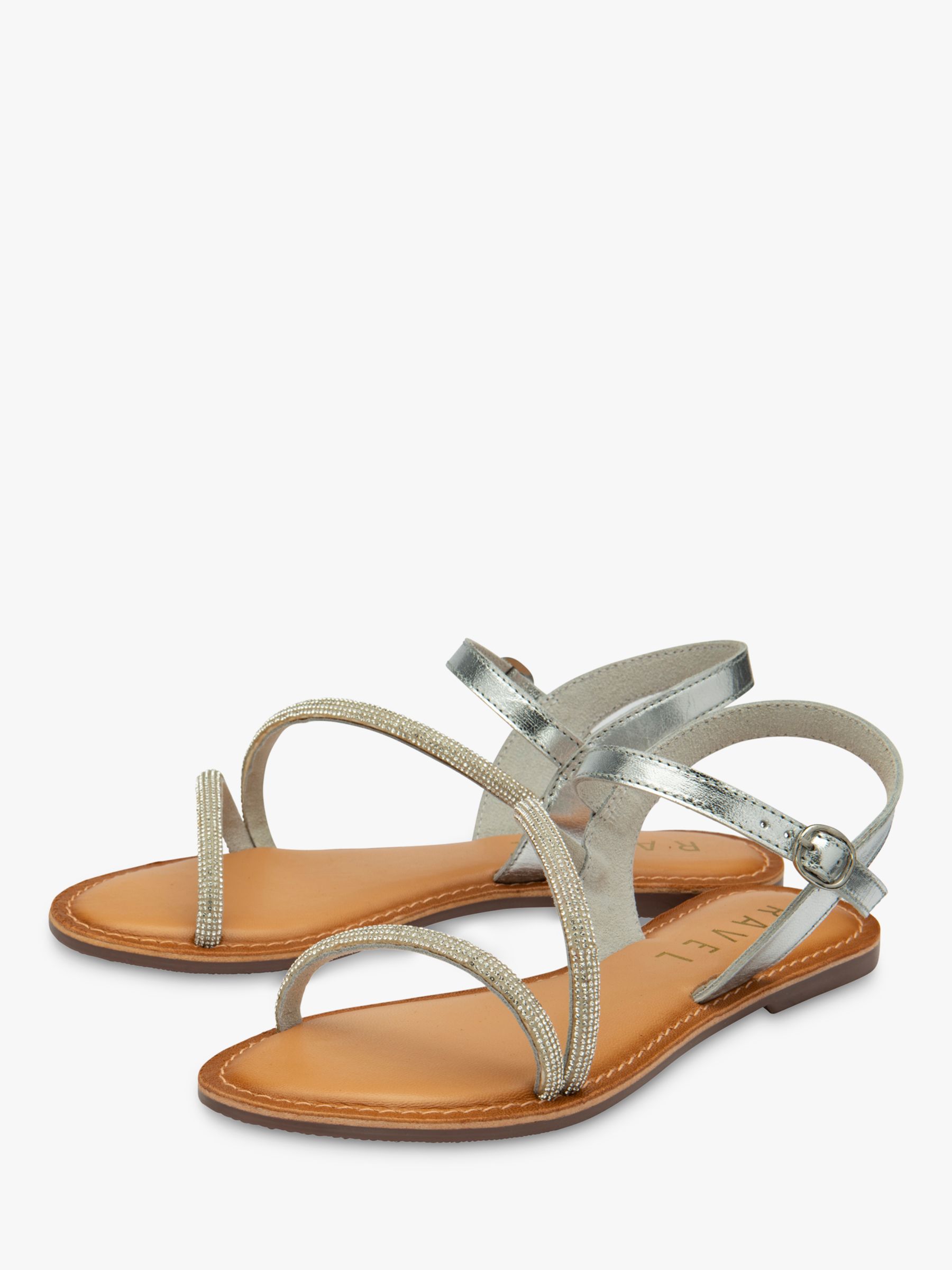 Ravel Kirkwall Leather Flat Sandals, Silver