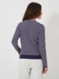 Crew Clothing Carrie Stripe Knit Cardigan, Navy Blue