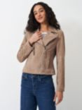 Crew Clothing Suede Biker Jacket, Beige