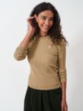 Crew Clothing Heritage Cable Knit Cashmere Blend Jumper, Camel