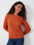 Crew Clothing Heritage Chunk Cable Knit Cashmere Blend Jumper, Dark Orange