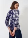 Crew Clothing Floral Wrap Top, Navy/White