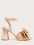 Monsoon Bow Heeled Sandals, Rose Gold