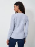 Crew Clothing Chunky Cable Knit Cashmere Blend Jumper, Light Blue