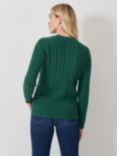 Crew Clothing Heritage Chunk Cable Knit Cashmere Blend Jumper, Bottle Green