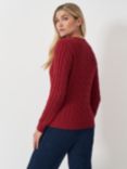 Crew Clothing Chunky Cable Knit Cashmere Blend Jumper, Dark Red