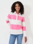 Crew Clothing Long Sleeve Stripe Rugby Shirt, Bright Pink