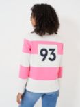 Crew Clothing Long Sleeve Stripe Rugby Shirt, Bright Pink