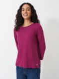 Crew Clothing Perfect Slub Crew Neck Top, Berry Red