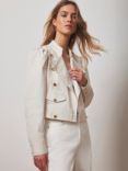 Mint Velvet Puff Sleeve Military Jacket, Cream