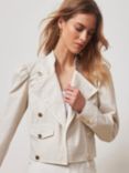 Mint Velvet Puff Sleeve Military Jacket, Cream