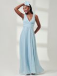 Jolie Moi Pleated Bodice Chiffon Maxi Dress, Ice Blue