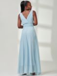 Jolie Moi Pleated Bodice Chiffon Maxi Dress, Ice Blue