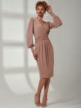 Jolie Moi Kinslee Long Sleeve Pegged Dress, Dusty Pink