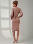 Jolie Moi Kinslee Long Sleeve Pegged Dress, Dusty Pink