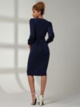 Jolie Moi Kinslee Long Sleeve Pegged Dress, Navy