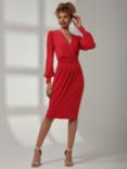 Jolie Moi Kinslee Long Sleeve Pegged Dress, Scarlet Red