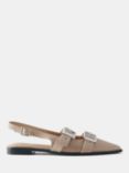 Mint Velvet Leather Buckled Pointed Pumps, Taupe