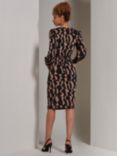 Jolie Moi Gwen Print Long Sleeve Dress, Brown/Black