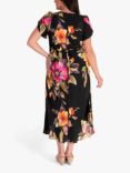 chesca Floral Print Midi Dress, Black/Multi