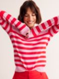 Boden Catriona Cotton Blend Stripe Jumper, Rose Pink/Rouge Red