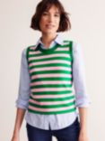 Boden Catriona Stripe Tank Top, Rose/Emerald Green