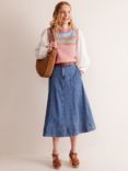 Boden Panelled Denim Midi Skirt, Mid Vintage