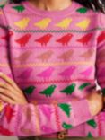 Boden Edie Fair Isle Wool Blend Jumper, Pink/Multi