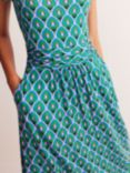 Boden Amelie Geometric Midi Dress, Emerald/Multi