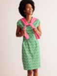 Boden Florrie Geometric Jersey Dress, Emerald, Falling Geo