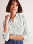 Boden Saskia Polka Dot Shirt, White/Green