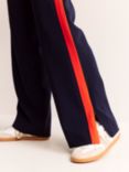 Boden Side Stripe Wide Leg Trousers, Navy/Red