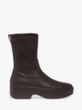 FitFlop F-Luma Stretch Leather Demi-Wedge Mid-Calf Boots, Chocolate Brown