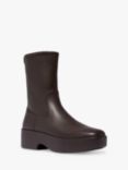 FitFlop F-Luma Stretch Leather Demi-Wedge Mid-Calf Boots, Chocolate Brown