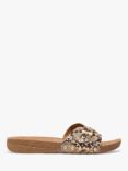 FitFlop Leather Snake Effect Sliders, Classic Beige