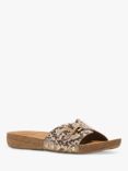 FitFlop Leather Snake Effect Sliders, Classic Beige