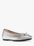 FitFlop Delicato Leather Bow Ballerina Pumps, Silver