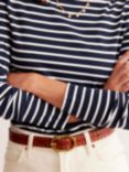 Boden Ella Breton Stripe Long Sleeve Top, Navy/Ivory