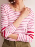 Boden Ella Breton Stripe Top, Ivory/Pink