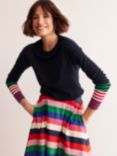 Boden Annie Stripe Cuff Wool Blend Jumper, Navy