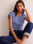 Boden Modern Geometric Shell Top, Blue/White