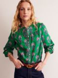 Boden Savannah Floral Velvet Trim Blouse