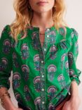 Boden Savannah Floral Velvet Trim Blouse