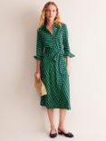 Boden Lauren Geometric Shirt Dress, Rich Emerald/Multi