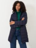 Crew Clothing Lightweight Longline Padded Coat, Navy Blue