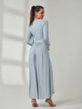 Jolie Moi Long Sleeve Soft Silky Jersey Maxi Dress, Ice Blue